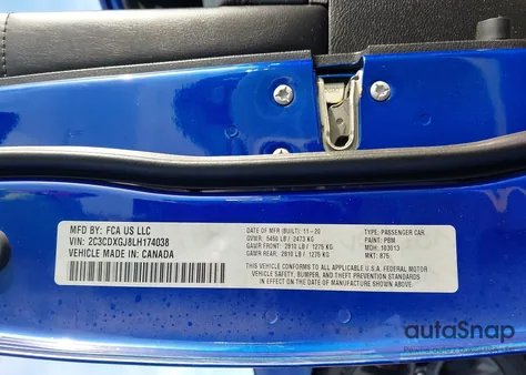 2020 Dodge Charger Scat Pack Rwd из США, поврежденный, VIN 2C3CDXGJ8LH174038